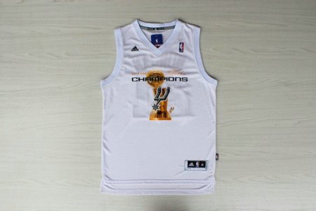 Maillot De Basket San Antonio Spurs Tim Duncan 21 2014 Championship Blanc